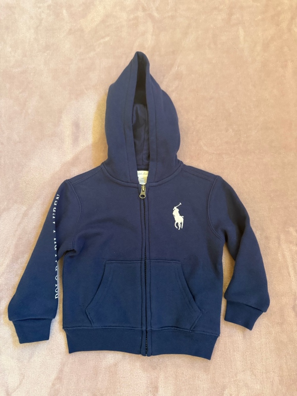 Polo Ralph Lauren Toddler Big Pony Full Zip Hoodie Navy Blue Size 18Months
